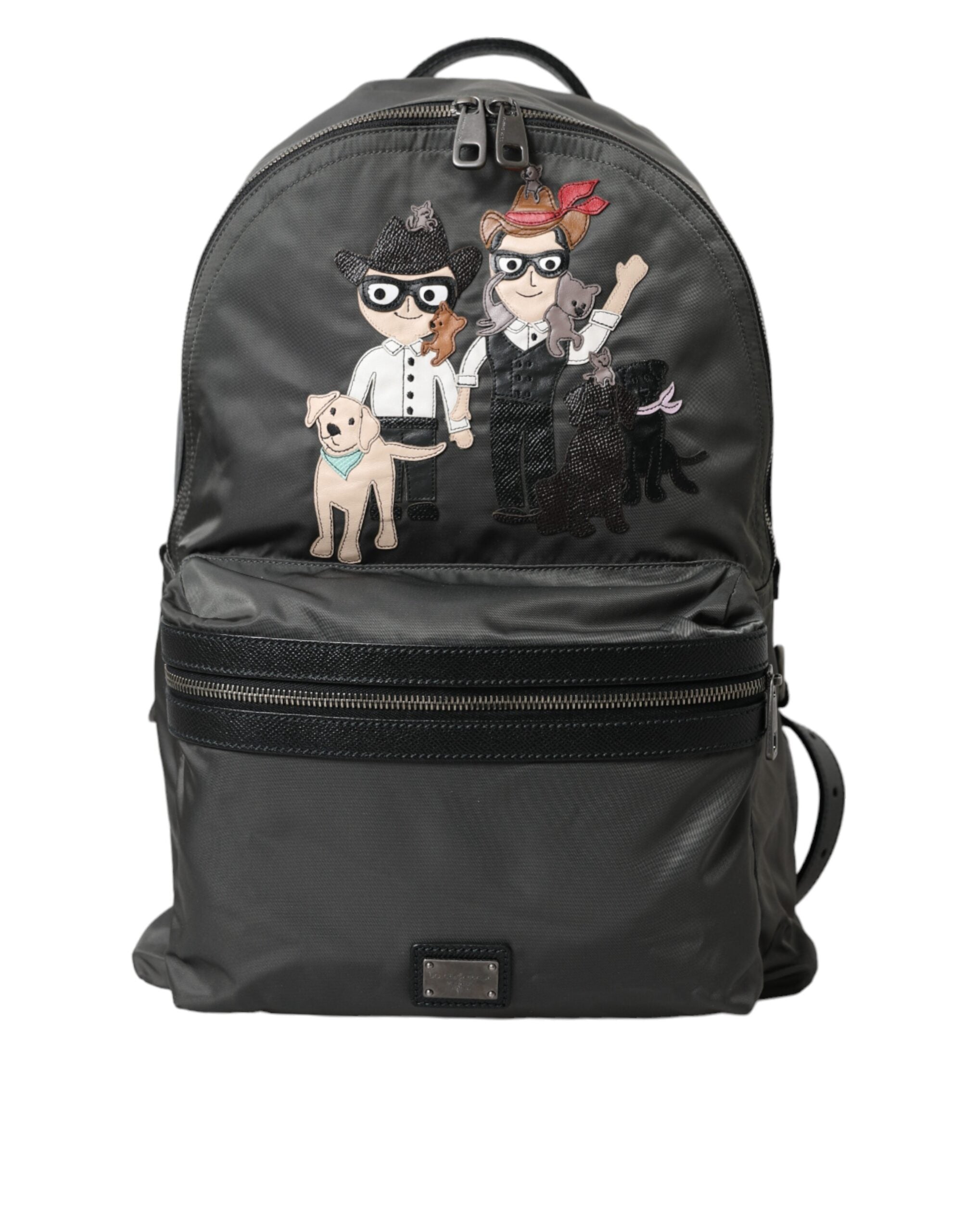 Dolce & Gabbana Koyu Gri Naylon #DGFamily Patch Erkek Sırt Çantası